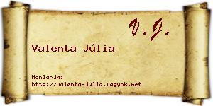 Valenta Júlia névjegykártya