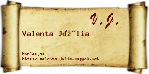 Valenta Júlia névjegykártya